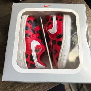 Infant Nike Force 1 Crib, size 2,University Red/ White-Black(Ladybug),All white.